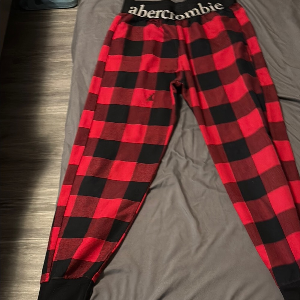 Abercrombie & Fitch Kids Red and Black Plaid Pajama Pants